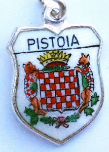 Pistoia Italy - Vintage Silver Enamel Travel Shield Charm - Click Image to Close